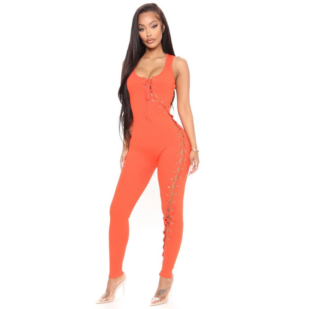 Fashion Nova Fantasia Lace Up Sleeveless Jumpsuit - L - Picture 2 of 4